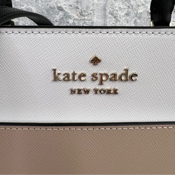 Kate Spade Staci Warm Beige Colorblock Large Satchel Crossbody - Picture 2 of 12